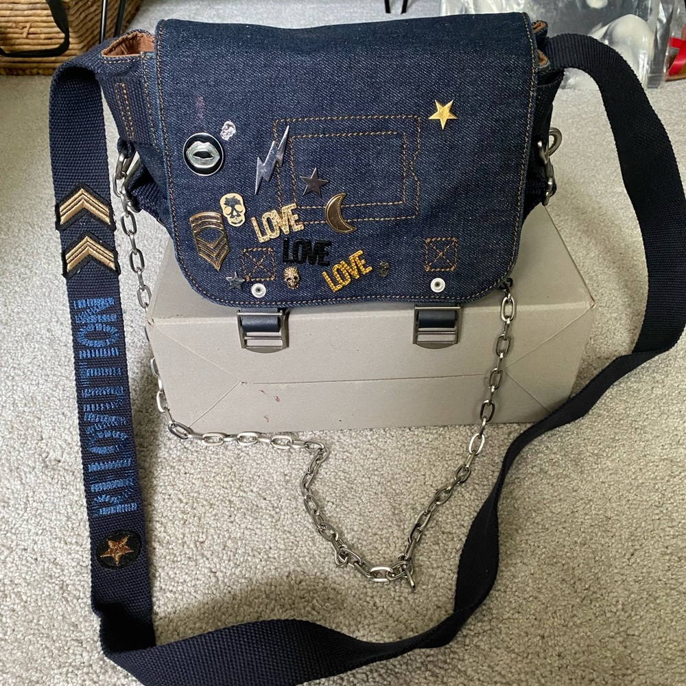 Zadig Voltaire Denim Crossbody with Pin detail